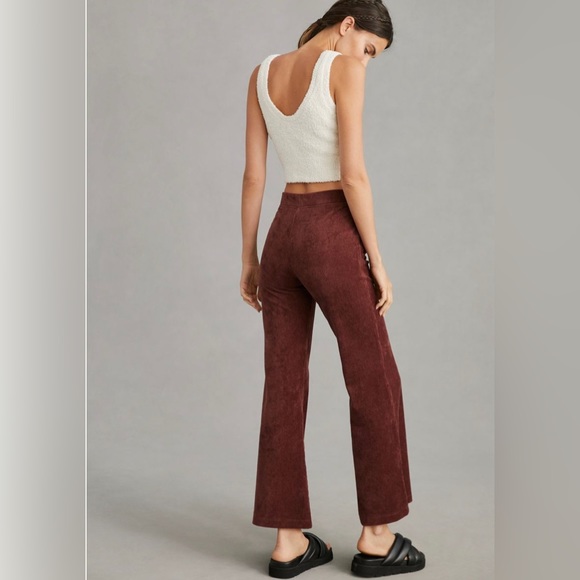 Anthropologie • NWT Daily Practice Velour Corduroy Flare Pants Burgundy Size XL - Picture 6 of 11
